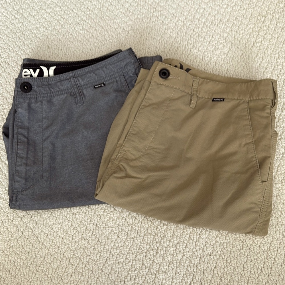 2 Pair Hurley Shorts size 32 Excellent Condition